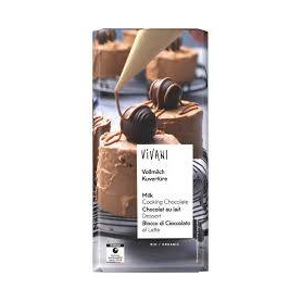 Ciocolata cuvertura cu lapte integral, eco-bio, 150 g, Vivani