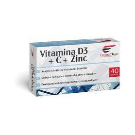 Vitamina D3 + C + Zinc, 40 capsule, Farmaclass