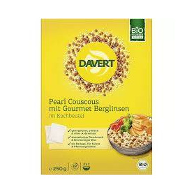 Cous cous perlat cu linte gourmet in punga de gatit, eco-bio, 250 g, Davert