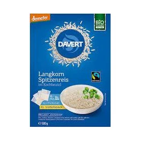 Orez cu bob lung in punga de gatit, eco-bio, 4 x 2 portii, 500 g, Davert