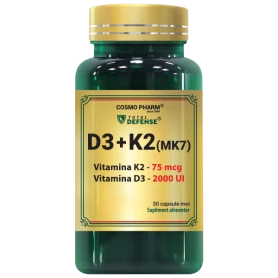 Vitamina D3 2000 UI + K2 (MK-7) 75mcg, 30 capsule moi, Cosmo Pharm
