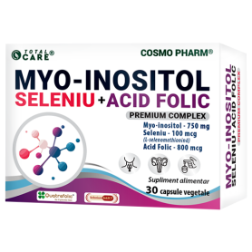 Myo Inositol + Seleniu + Acid Folic - echilibru hormonal, tiroida, fertilitate, 30 capsule, Cosmo Pharm