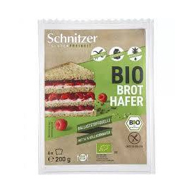Paine din faina integrala de ovaz si fulgi de ovaz, fara gluten, eco-bio,  6 felii, 200 g, Schnitzer