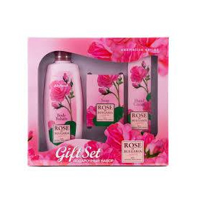 Set cadou cu crema de zi, sapun si gel de dus cu apa de trandafiri, Biofresh
