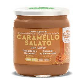 Crema cu caramel sarat, cu alune de padure si lapte, eco-bio, 300 g,Deanocciola