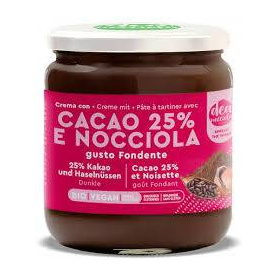 Crema de ciocolata fondanta, cu alune de padure si 25% cacao, eco-bio, 300 g, Deanocciola