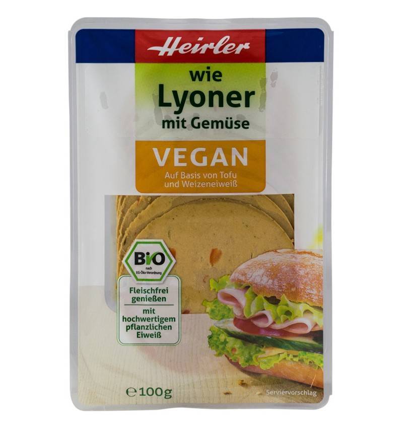 Lyoner (salam) cu legume - vegan ...ca si din carne - eco-bio 100g - heirler