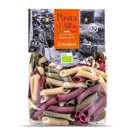 Penne tricolore din grau dur, spanac si sfecla rosie, eco-bio, 250 g, Pasta d'Alba