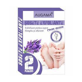 Sosete exfoliante pentru talpi cu parfum de lavanda, 2 perechi, Augama