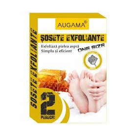 Sosete exfoliante pentru talpi cu miere, 2 perechi, Augama