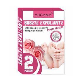 Sosete exfoliante pentru talpi cu trandafir, 2 perechi, Augama