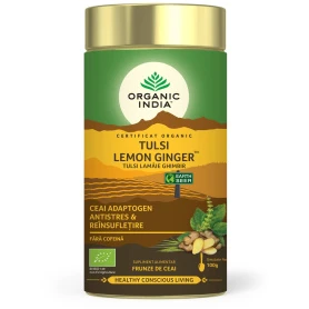 Ceai Tulsi (Busuioc Sfant) cu Lamaie si Ghimbir - 100g - Organic India