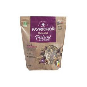 Musli crocant cu 19% proteine si ciocolata, eco-bio, 450 g, Favrichon