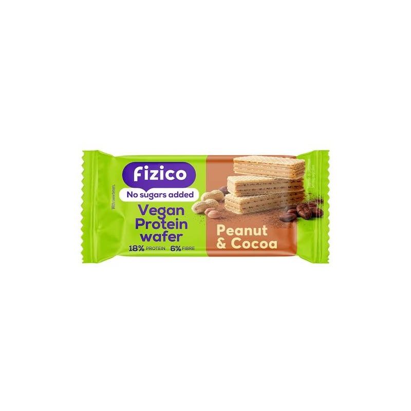 Napolitana proteica vegana cu crema de arahide si cacao, Fizico Vegan Protein Wafer, fara zahar, 40 g, Sly Nutritia
