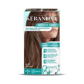 Vopsea permanenta pentru par, fara amoniac, 100 % acoperire fire albe, blond inchis, Keranove