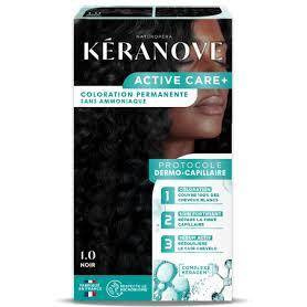 Vopsea permanenta pentru par, fara amoniac, 100 % acoperire fire albe, negru, Keranove