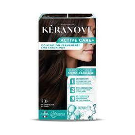 Vopsea permanenta pentru par, fara amoniac, 100 % acoperire fire albe, saten deschis natural, Keranove
