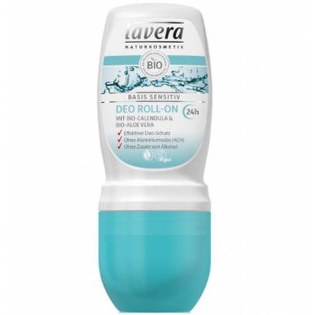 Deodorant roll-on cu galbenele si Aloe Vera, Basis Sensitive 24h 50ml - Lavera