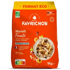 Muesli cu fructe, fara zahar, eco-bio, 1000 g, Favrichon
