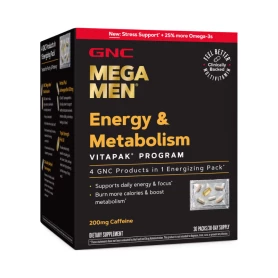Mega Men Energy & Metabolism Vitapak Program, Complex De Multivitamine Pentru Barbati, Energie Si Metabolism, 30 Pliculete, Gnc