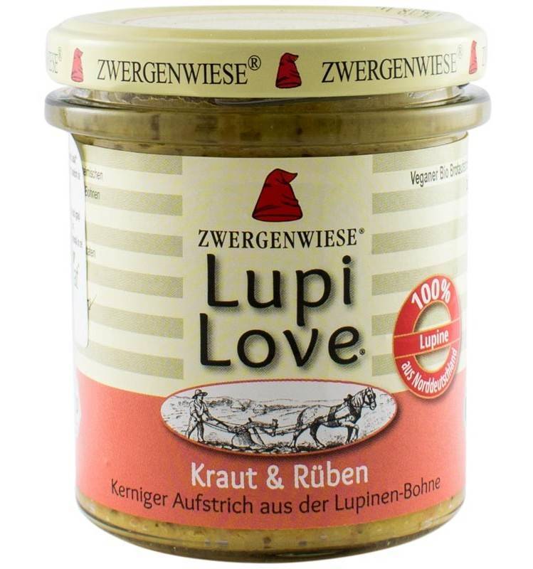 Pate vegetal din lupin cu varza acra si morcovi - eco-bio 165g - lupi love - zwergenwiese
