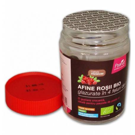 Afine rosii glazurate in 4 feluri de ciocolata - eco-bio 130g - Pronat