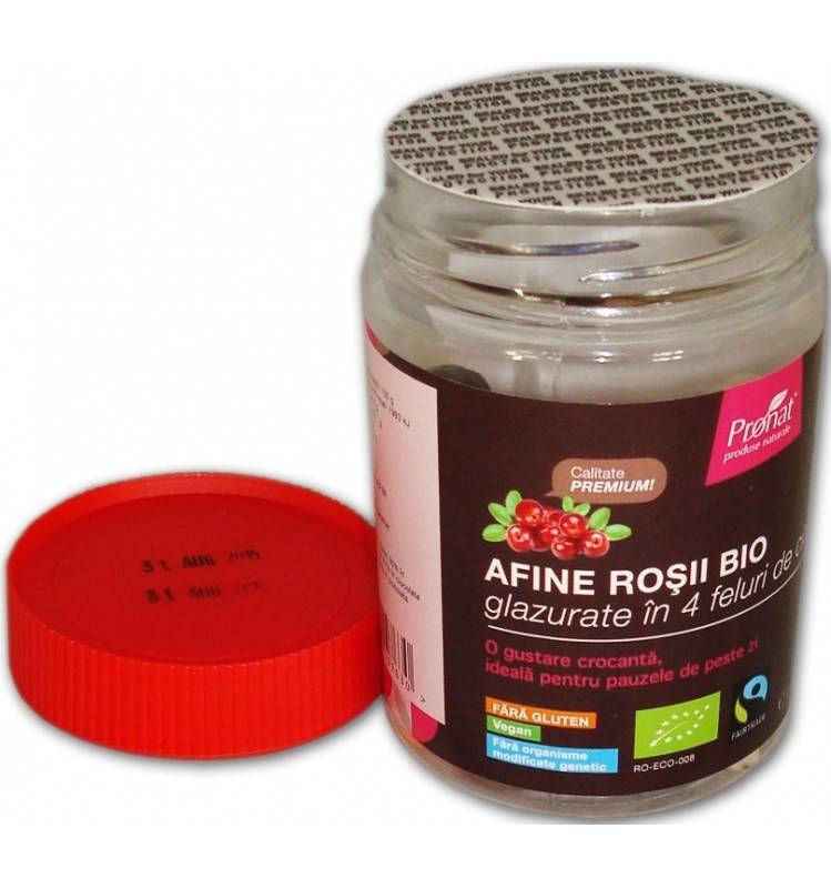 Afine rosii glazurate in 4 feluri de ciocolata - eco-bio 130g - pronat