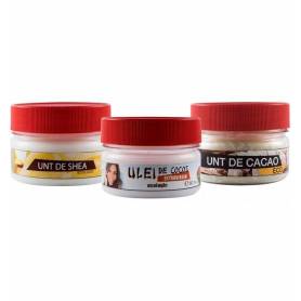 Pachet uleiuri bio: Ulei de cocos + Unt de shea + Unt de cacao, 3x60ml - Pronat