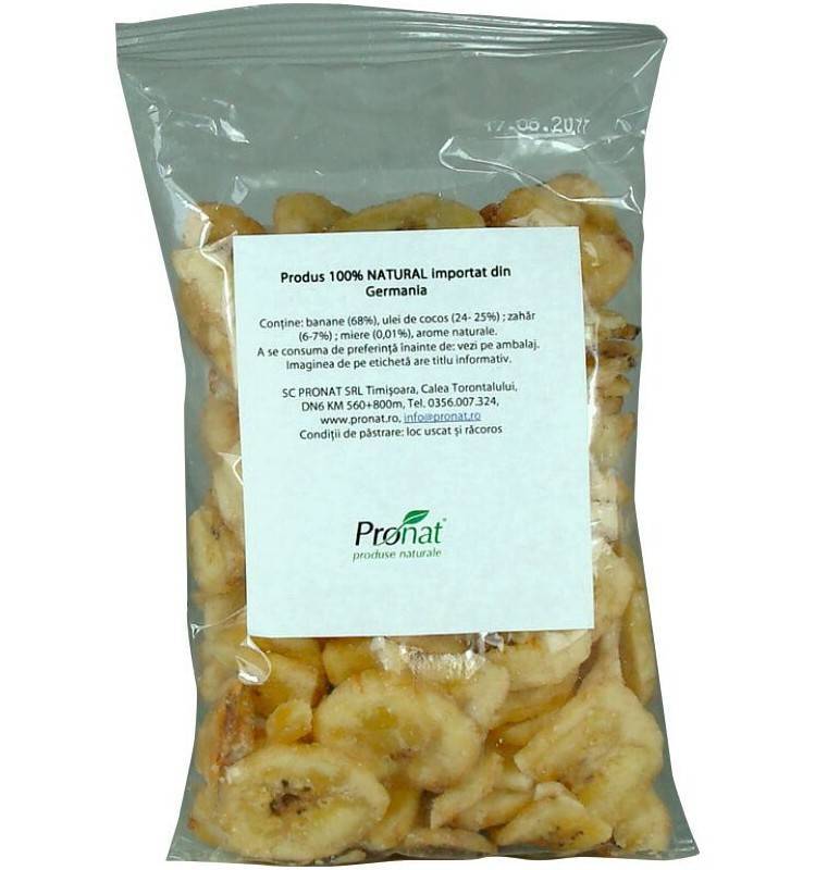 Chipsuri de banane cu miere - eco-bio 100g - pronat