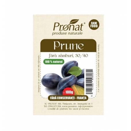 Prune fara conservanti si samburi, 100g - Pronat