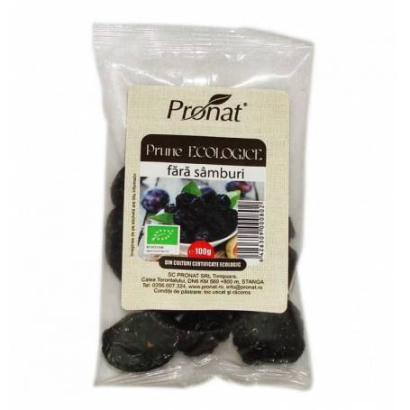 Prune uscate, fara samburi - eco-bio 100g - Pronat