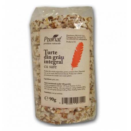 Turte din grau integral cu sare, 90g - Pronat