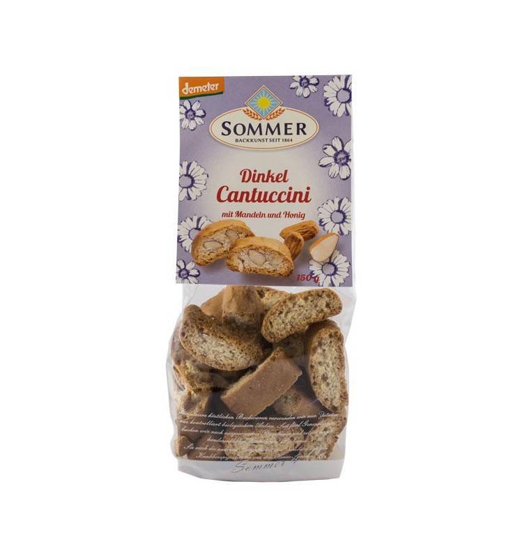 Cantuccini crocant din grau spelta cu migdale si miere, demeter, eco-bio, 150g - sommer