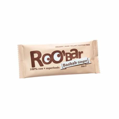 BATON RAW BIO CU BAOBAB SI GHIMBIR 30g ROO BAR