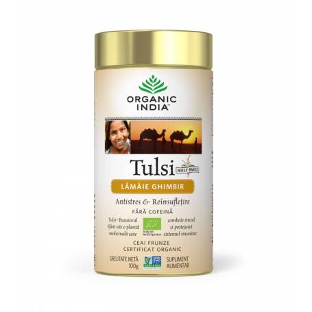 Ceai Tulsi (Busuioc Sfant) cu Lamaie si Ghimbir - 100g - Organic India