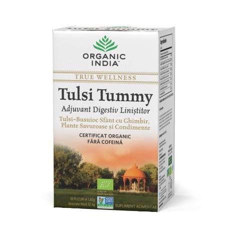 Ceai Digestiv Tulsi Tummy - Digestiv cu Plante Linistitoare si Condimente,18pl - ORGANIC INDIA