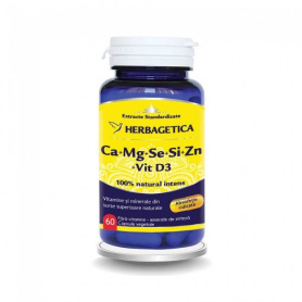 Ca+Mg+Se+Si+Zn cu vitamina D3 60cps - Herbagetica