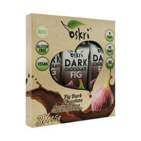 Batoane din smochine cu ciocolata neagra, eco-bio,  3 x 45 g, Oskri