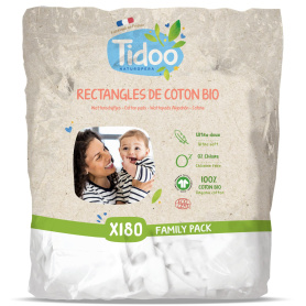 Dischete din bumbac dreptunghiulare pentru intreaga familie, eco-bio, 150 buc - Tidoo