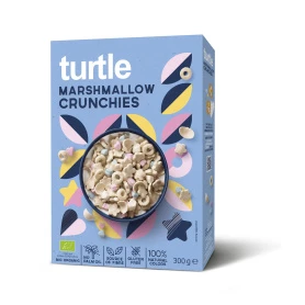 Cereale din ovaz si orez crocante cu marshmallow, eco-bio, fara gluten, 300 g, Turtle