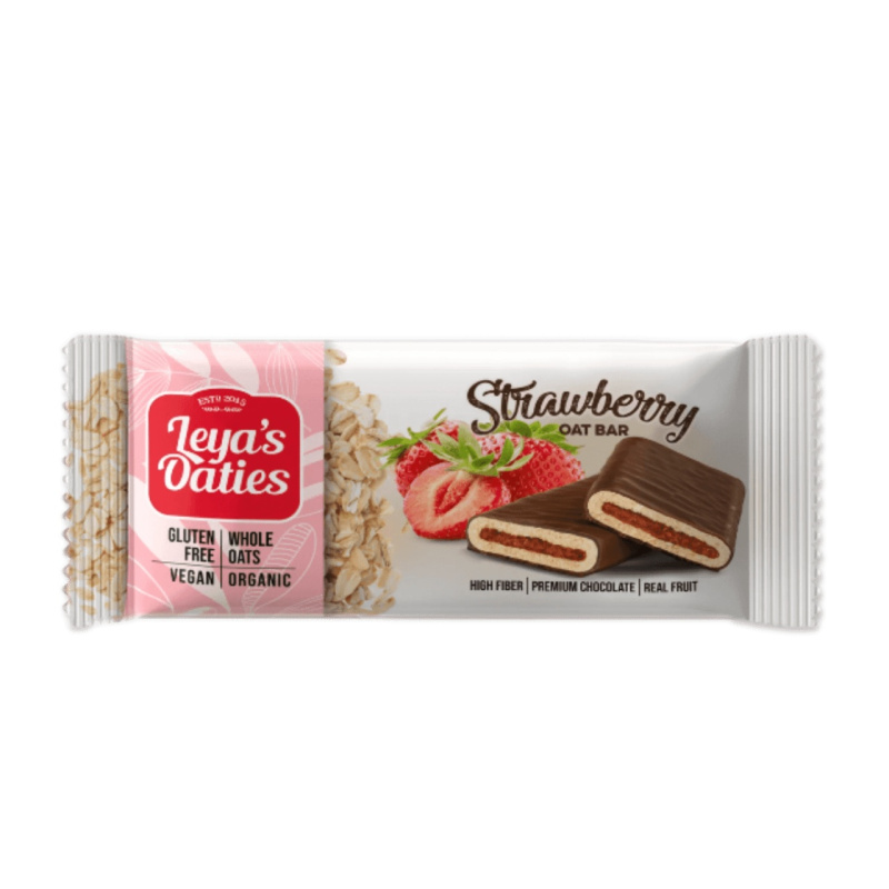Baton cu capsuni si ciocolata, fara gluten, eco-bio, 82 g, Leya's Oaties