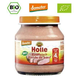 Piure cu carne de vita pentru copii, +5 luni, fara gluten, eco-bio, 190 g - Holle