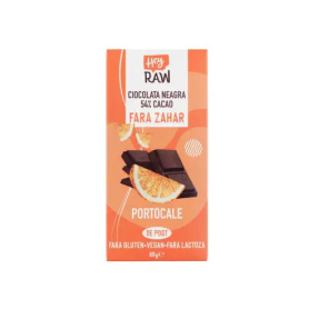 Ciocolata neagra cu portocale 54% cacao, vegana, fara zahar,  80 g, HEY RAW