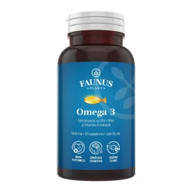 Omega-3, susține funcția normala a inimii, creierului si a vederii, 1000 mg, 60 capsule moi, Faunus Plant