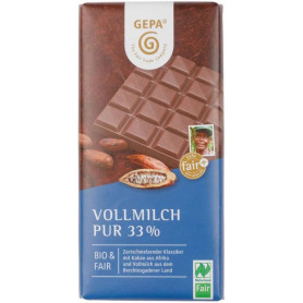 Ciocolata cu lapte 33% cacao, eco-bio, 100 g, Gepa