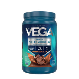 Vega Premium Protein + Supergreens, Proteina vegetala cu aroma de Ciocolata, 624 g - GNC