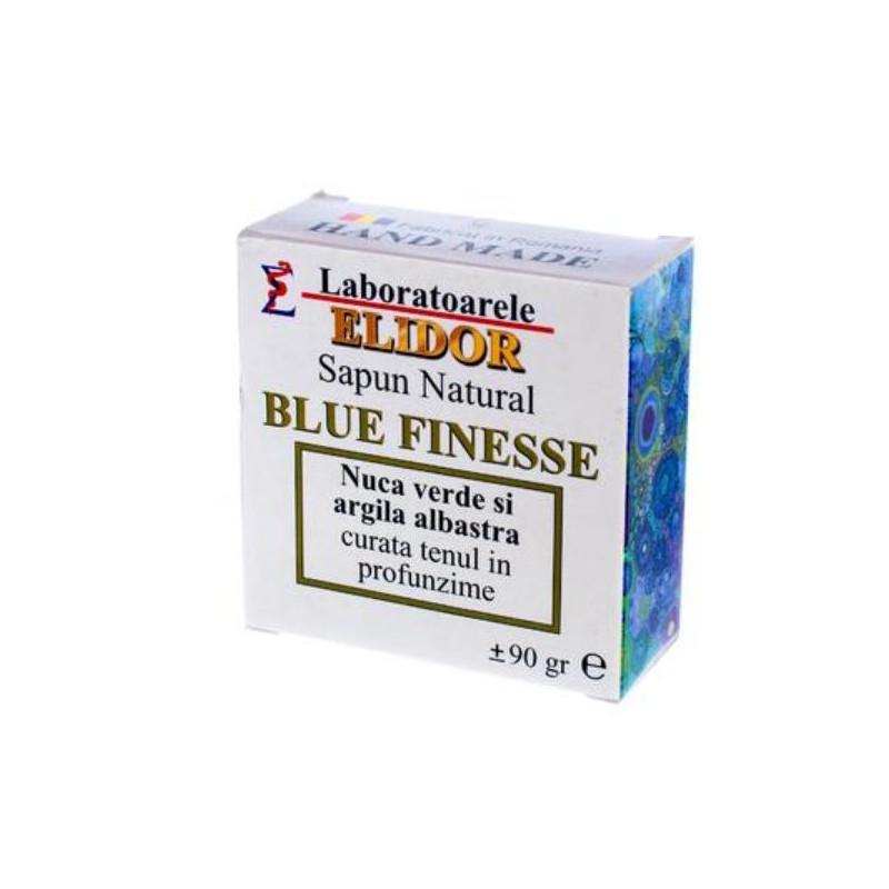 Sapun natural detoxifiant cu nuca verde si argila albastra, Blue Finesse, 90 g - Elidor