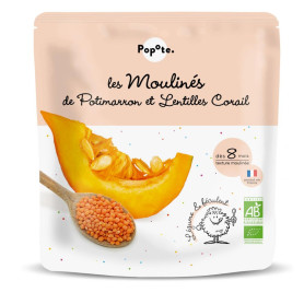 Mancare cu 55% dovleac si linte rosie, + 8 luni, eco-bio , 180 g, Popote