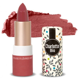 Ruj mat Rouge Rose, cu unt shea, ulei ricin si unt jojoba, 3.5 g - Charlotte Bio