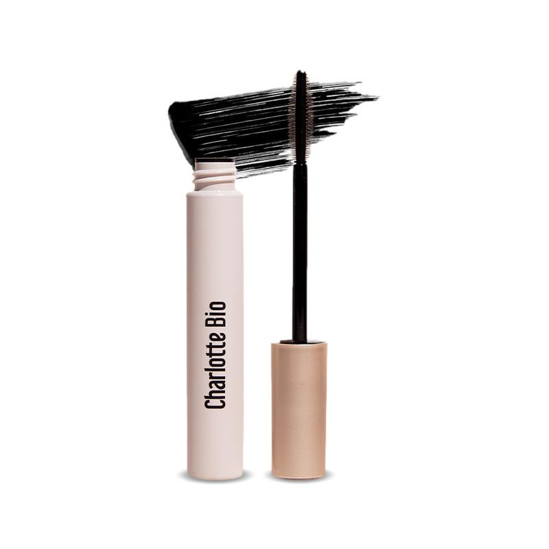 Mascara pentru volum si alungire cu apa trandafir, ulei ricin si ceara vegetala, Negru, 8 ml - Charlotte Bio